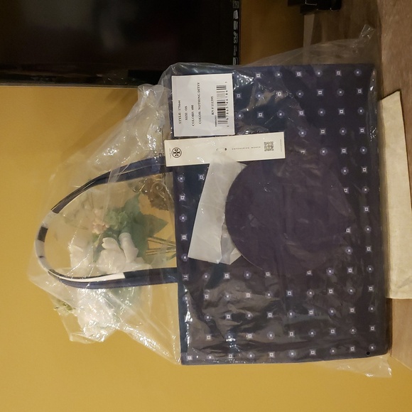 NWT! Tory Burch Purple 'Nothing Ditsy' Ella Collector's Edition Tote - Picture 6 of 6